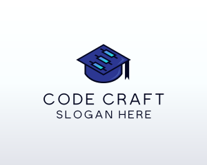 Encoding - Tech Graduation Cap logo design
