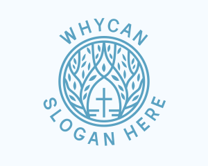Worship - Blue Cross Tree Religion logo design
