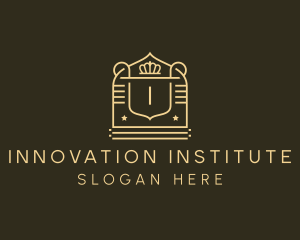 Institute - Shield Crown Badge logo design