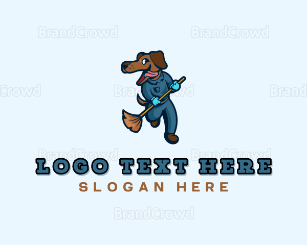 Dog Janitorial Cleaning Logo