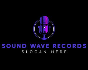 Record - Microphone Podcast Recording logo design