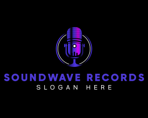 Record - Microphone Podcast Recording logo design