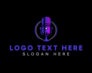 Host - Microphone Podcast Recording logo design