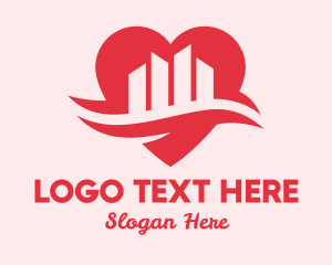 Online Dating - Heart Love City logo design