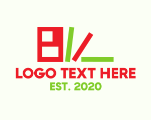 Ebook - Book Pile Library logo design