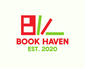 Library - Book Pile Library logo design