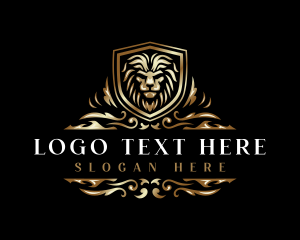 Elegant - Floral Lion Shield logo design