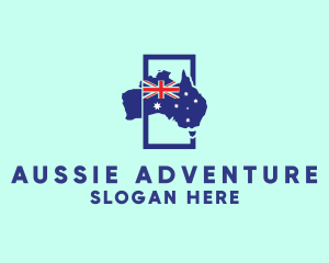 Aussie - Australian Flag Map logo design