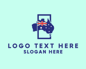 Aussie - Australian Flag Map logo design