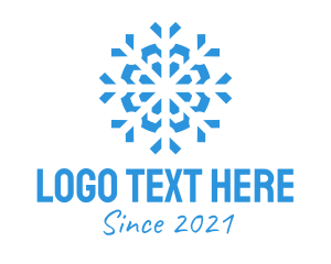 Air Conditioning - Blue Cooling Ice Snowflake logo design