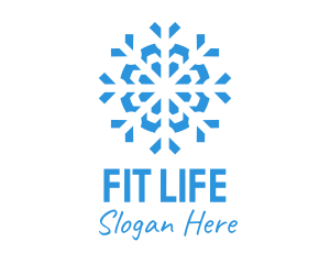 Blue Cooling Ice Snowflake  Logo