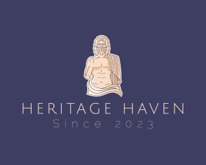 History - Male Roman God Statue logo design