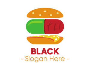 Snack - Hamburger Sandwich Pill logo design