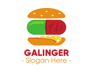 Bun - Hamburger Sandwich Pill logo design
