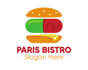 Hamburger Sandwich Pill logo design