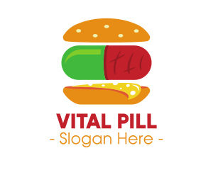 Pill - Hamburger Sandwich Pill logo design