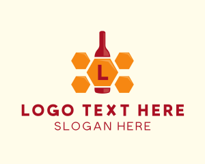 Honeycomb - Honey Bee Bottle logo design