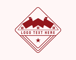 Red - Roofing House Badge logo design