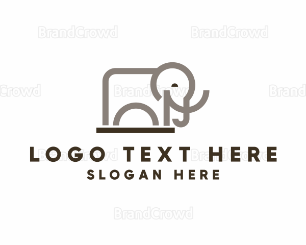 Geometric Wild Elephant Zoo Logo