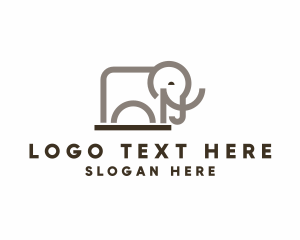 Blue Elephant - Geometric Wild Elephant Zoo logo design
