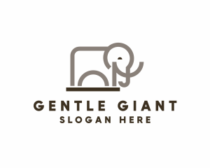 Geometric Wild Elephant Zoo logo design