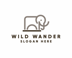 Geometric Wild Elephant Zoo logo design