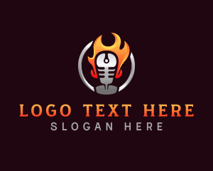Sound - Flame Podcast Mic logo design
