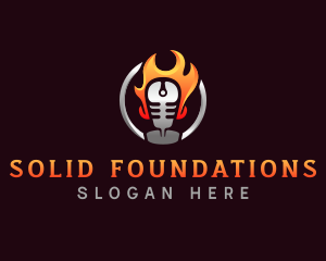Singer - Flame Podcast Mic logo design