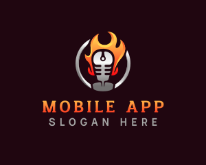 Singer - Flame Podcast Mic logo design