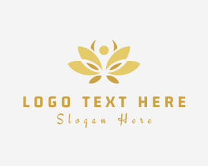 Human - Gold Wellness Flower logo design