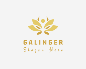 Meditation - Gold Wellness Flower logo design