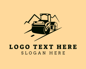 Steamroller - Road Roller Mountain logo design