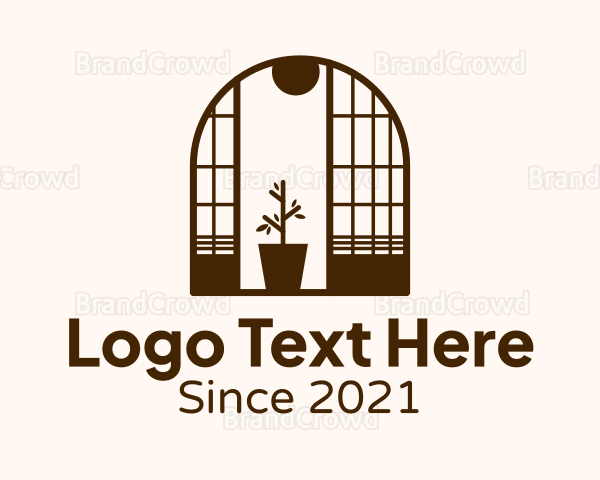 Wooden Window Plant Logo