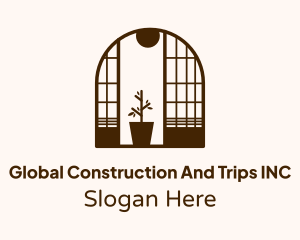 Wooden Window Plant Logo