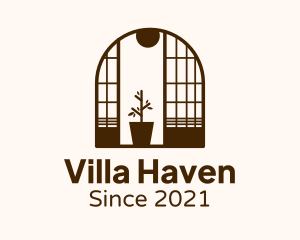 Villa - Wooden Window Plant logo design