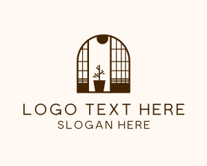 Wooden Window Plant logo design