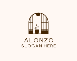 Wooden Window Plant logo design