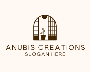 Wooden Window Plant logo design