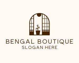 Wooden Window Plant logo design