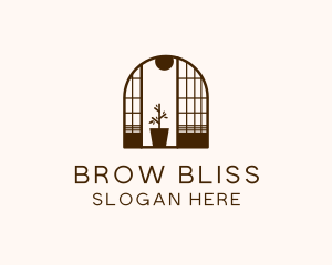 Wooden Window Plant logo design