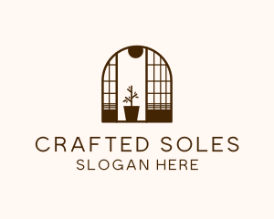 Wooden Window Plant logo design