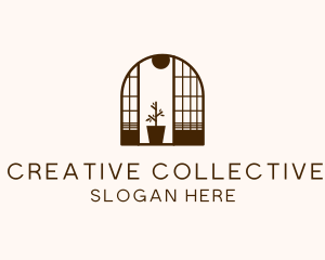 Wooden Window Plant logo design