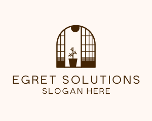 Wooden Window Plant logo design