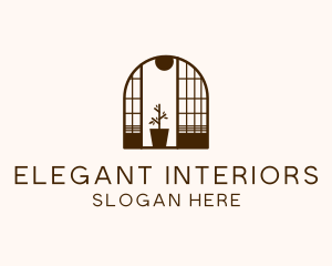 Wooden Window Plant logo design