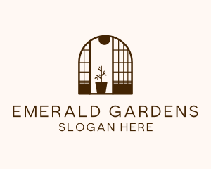 Wooden Window Plant logo design