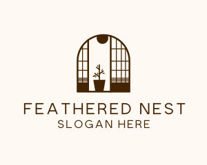 Wooden Window Plant logo design