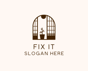 Wooden Window Plant logo design