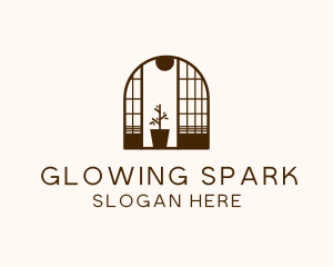 Wooden Window Plant logo design