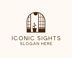 Wooden Window Plant logo design