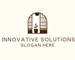 Wooden Window Plant logo design